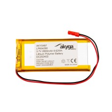 Li-Po akkumulátor LP654290 Akyga AKY0487 3.7V / 2600mAh PCM JST 2-Pin csatlakozó 150mm