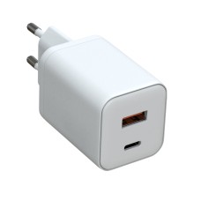 Töltő AK-CH-28 USB-A + USB-C PD 5-21V / max. 3A 45W Quick Charge 3.0 GaN