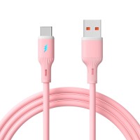 Kábel USB type C / USB A 1m AK-USB-61 Szilikon Rózsaszín