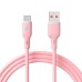 Kábel USB type C / USB A 1m AK-USB-61 Szilikon Rózsaszín