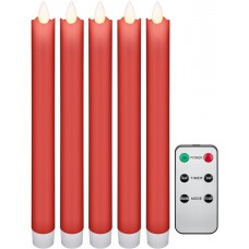 5 db piros LED valódi viaszrúd gyertya készlet, beleértve. Távirányító