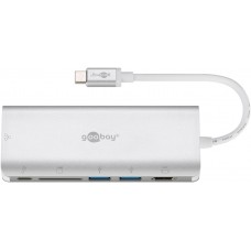 76788 USB-C multiport adapter (HDMI 4k 30 Hz, USB, CR, RJ45, PD), alumínium, ezüst