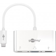 62100 USB-C többportos adapter USB 3.0+VGA+C PD, Fehér