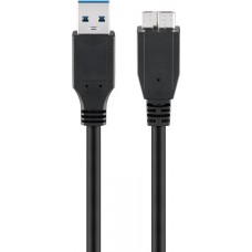 95026 USB 3.0 A-Micro B SuperSpeed kábel, fekete, 1.8m